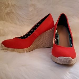 Canvas red wedges, amazing summer shoes